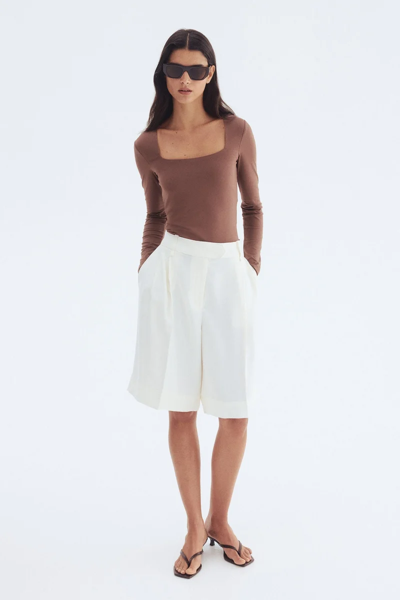 اتش اند ام بلوزة جيرسيه بأكمام طويلة